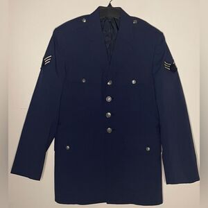 Authentic Vintage Air Force Navy Blue Jacket Front Pockets Gold Buttons- Size 39